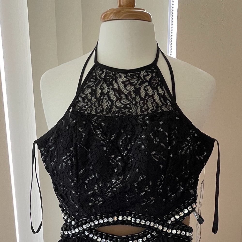 Nwt darlin cut out lace and beaded black mini formal dr… - Picture 6 of 9